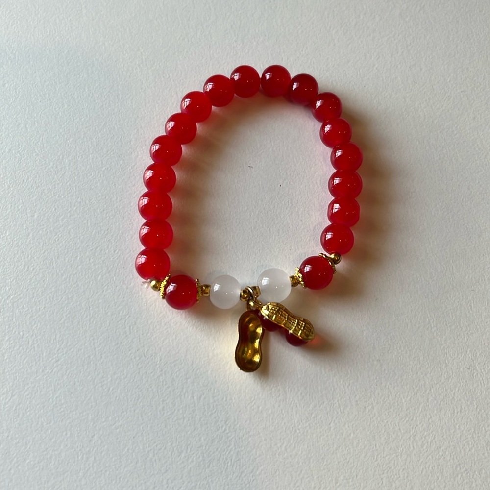 Lucky Red Peanut Beaded bracelet NIP